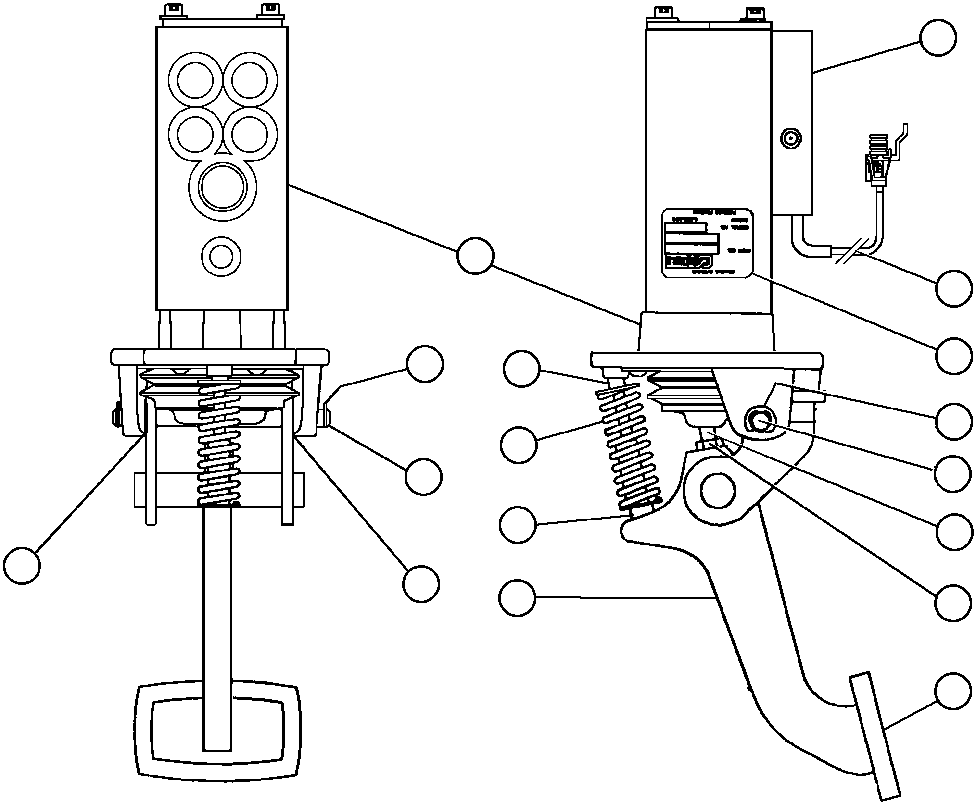 Komatsu parts book diagram for AFE47-AD 730E                SISHEN (A30095 & A30098): BRAKE VALVE PEDAL ASSEMBLY (PC0204)