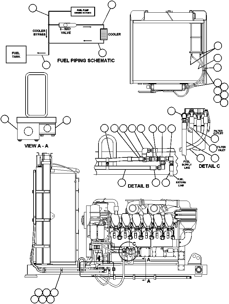 Komatsu parts book diagram for AFE47-AD 730E                SISHEN (A30095 & A30098): ENGINE FUEL PIPING