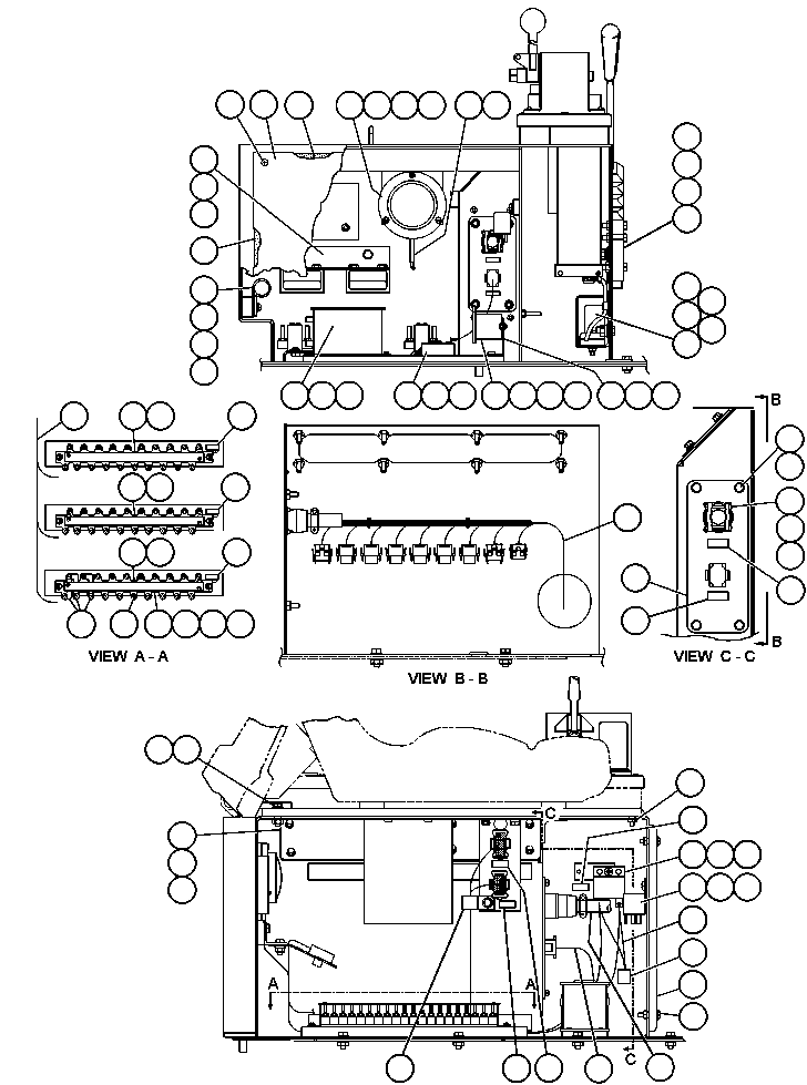 Komatsu parts book diagram for AFE47-AD 730E                SISHEN (A30095 & A30098): CAB INTERFACE COMPARTMENT - 1