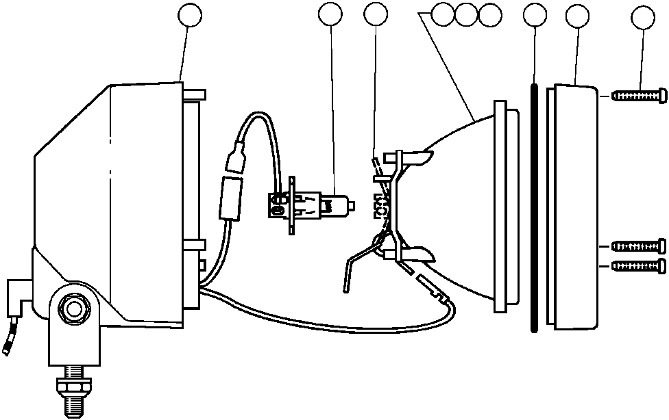 Komatsu parts book diagram for AFE47-AD 730E                SISHEN (A30095 & A30098): LIGHT ASSEMBLY (SUPER HALOGEN) - 2