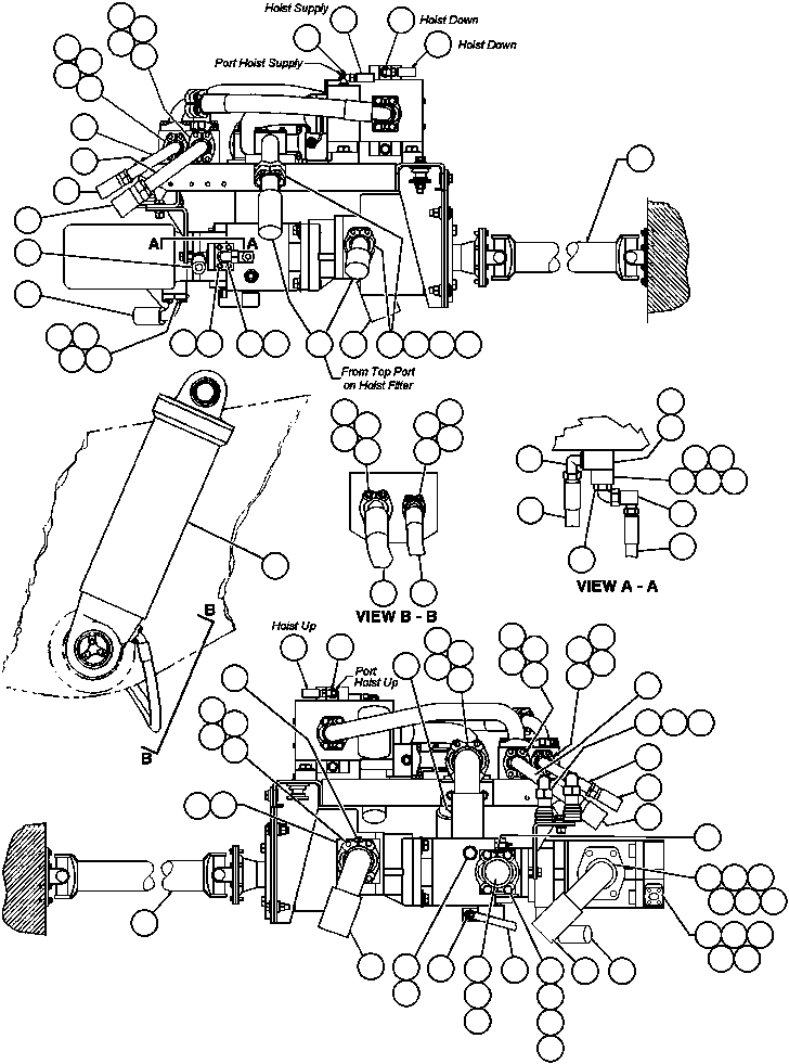 Komatsu parts book diagram for AFE47-AD 730E                SISHEN (A30095 & A30098): HYDRAULIC SYSTEM PIPING - 1