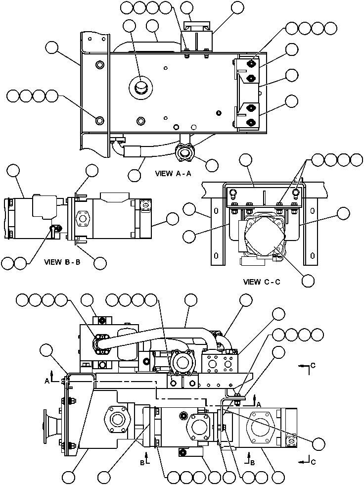 Komatsu parts book diagram for AFE47-AD 730E                SISHEN (A30095 & A30098): HOIST PUMP MODULE - 2