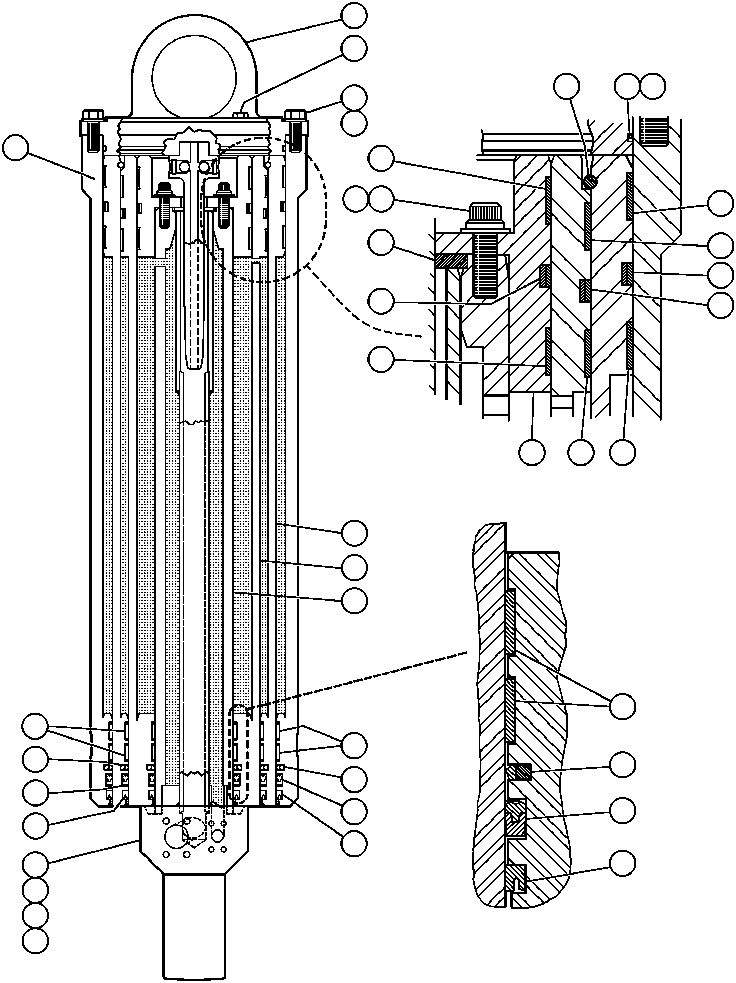 Komatsu parts book diagram for AFE47-AD 730E                SISHEN (A30095 & A30098): HOIST CYLINDER ASSEMBLY - 1 (EF8397)