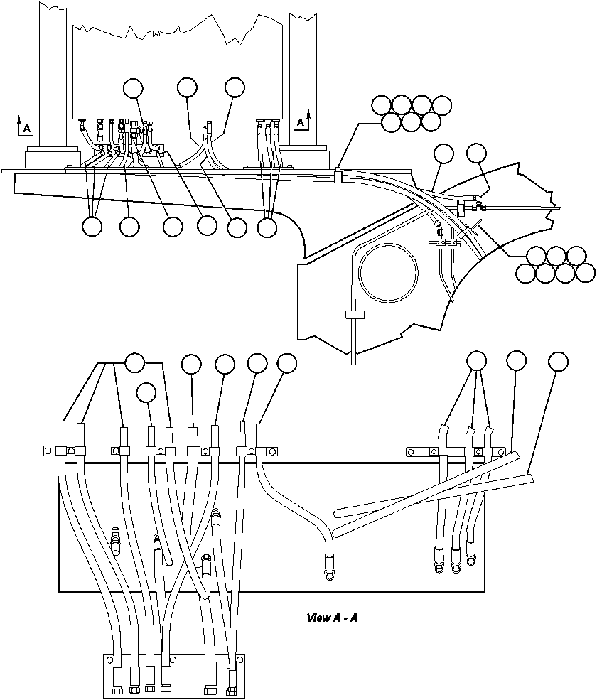 Komatsu parts book diagram for AFE47-AD 730E                SISHEN (A30095 & A30098): HYDRAULIC BRAKE CABINET PIPING - 2