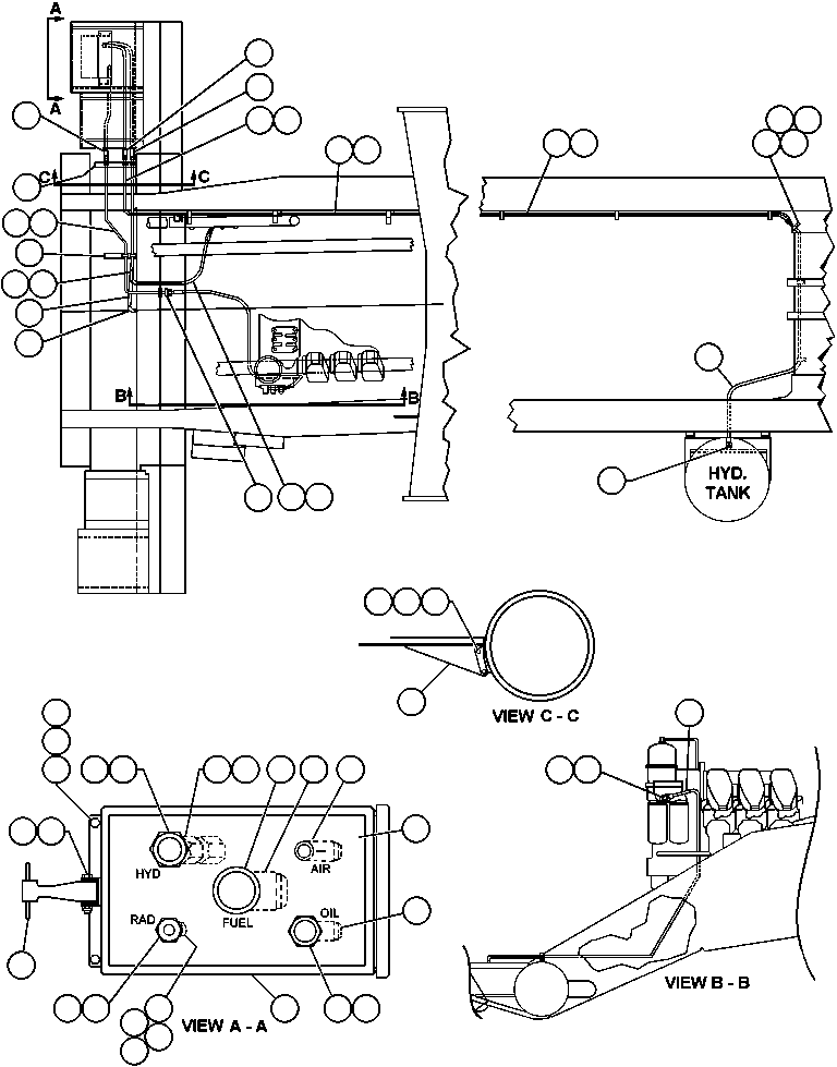 Komatsu parts book diagram for AFE47-AD 730E                SISHEN (A30095 & A30098): SERVICE CENTER - RIGHT SIDE (BD5751)