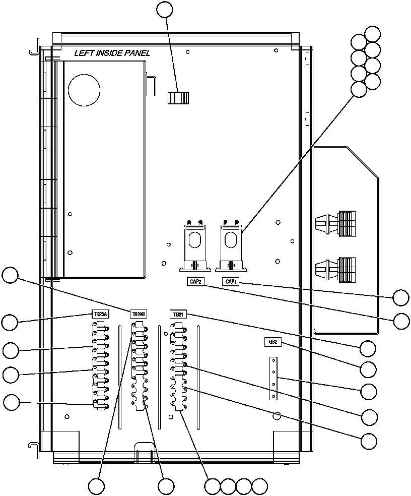 Komatsu parts book diagram for AFE47-AD 730E                SISHEN (A30095 & A30098): CONTROL CABINET ASSEMBLY - R.H. SIDE - 1