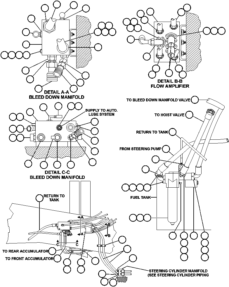 Dump Trucks Komatsu / AFE47-AE 730E                 ISCOR SISHEN (A30099-A30101 & A30106-A30108)(AFE47-AE) / STEERING SYSTEM PIPING - 1(110 : 55417)