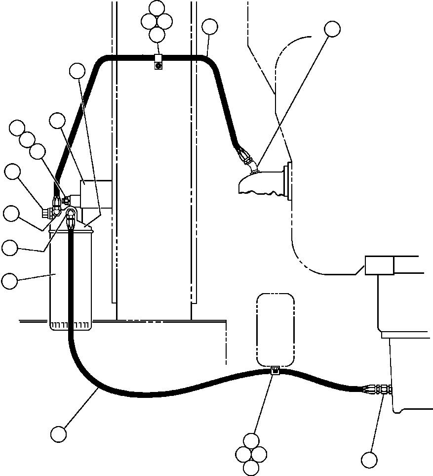 Komatsu parts book diagram for AFE47-BV 730E S/N A30229, A30231, A30236-A30237    CVG: ENGINE BY-PASS FILTER PIPING & INSTL