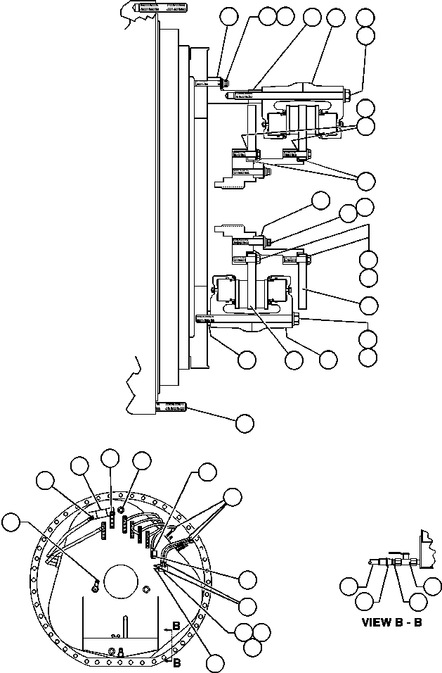 Komatsu parts book diagram for AFE47-BV 730E S/N A30229, A30231, A30236-A30237    CVG: REAR DISC & PARKING BRAKE INSTL