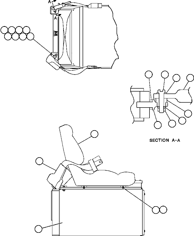 Komatsu parts book diagram for AFE47-BV 730E S/N A30229, A30231, A30236-A30237    CVG: PASSENGER SEAT INSTALLATION