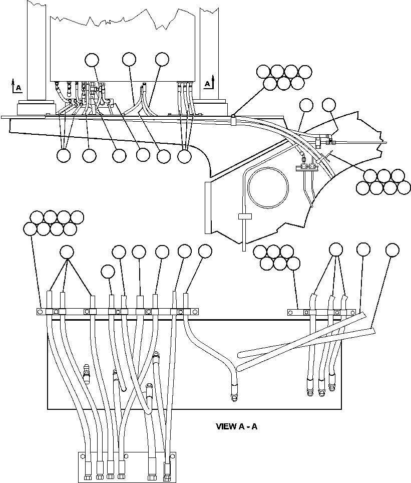 Komatsu parts book diagram for AFE47-BV 730E S/N A30229, A30231, A30236-A30237    CVG: HYDRAULIC BRAKE CABINET PIPING