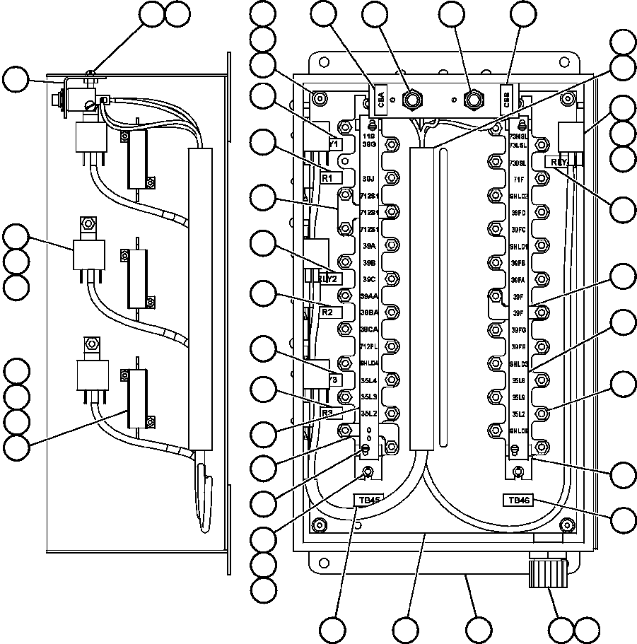 Komatsu parts book diagram for AFE47-BV 730E S/N A30229, A30231, A30236-A30237    CVG: JUNCTION BOX ASSEMBLY - PLM III (EG7505)