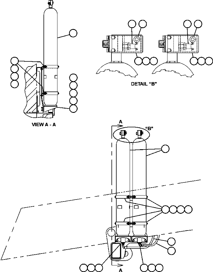Komatsu parts book diagram for AFE47-BZ 730E  S/N A30246-A30256  HAMMERSLEY IRON: STEERING ACCUMULATORS INSTALLATION