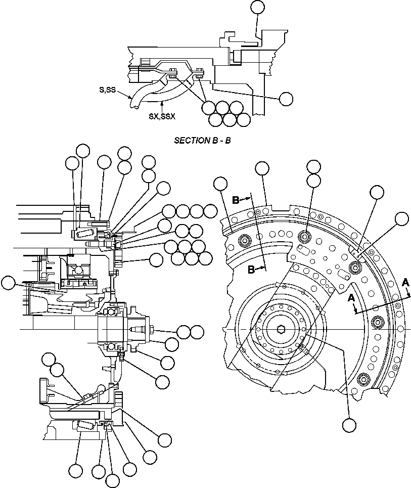 Komatsu parts book diagram for AFE47-BZ 730E  S/N A30246-A30256  HAMMERSLEY IRON: MOTORIZED WHEEL - 788FS10 - 1