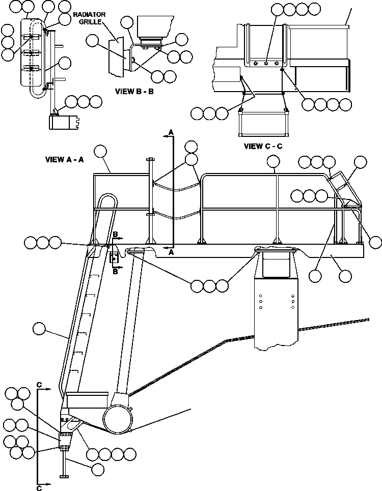 Komatsu parts book diagram for AFE47-CA 730E S/N A30257 & A30260  FOSCOR: LEFT DECK, LADDER & STEP