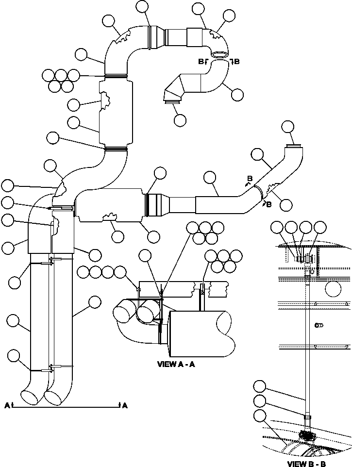 Komatsu parts book diagram for AFE47-CA 730E S/N A30257 & A30260  FOSCOR: EXHAUST PIPING