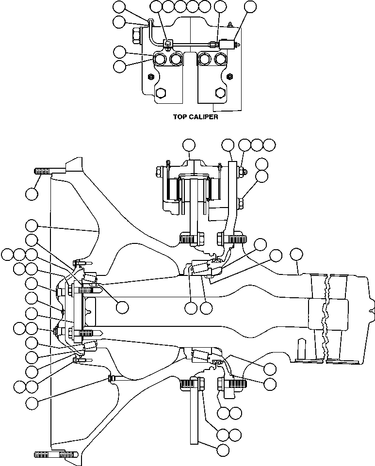 Komatsu parts book diagram for AFE47-CA 730E S/N A30257 & A30260  FOSCOR: SPINDLE, HUB & BRAKE INSTALLATION