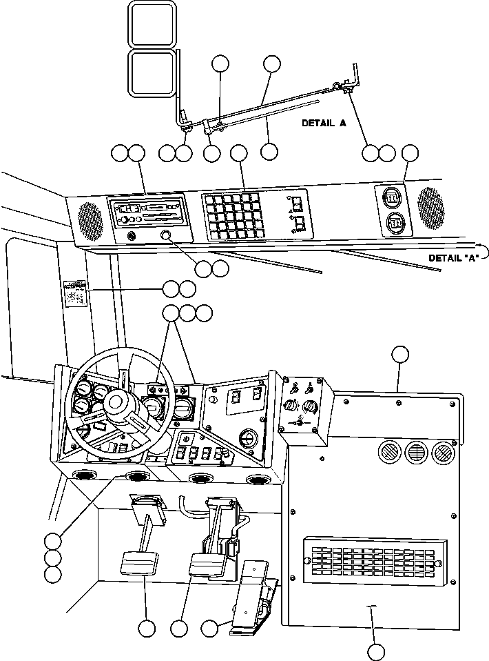 Komatsu parts book diagram for AFE47-CA 730E S/N A30257 & A30260  FOSCOR: OPERATOR CONTROLS & OVERHEAD PANEL