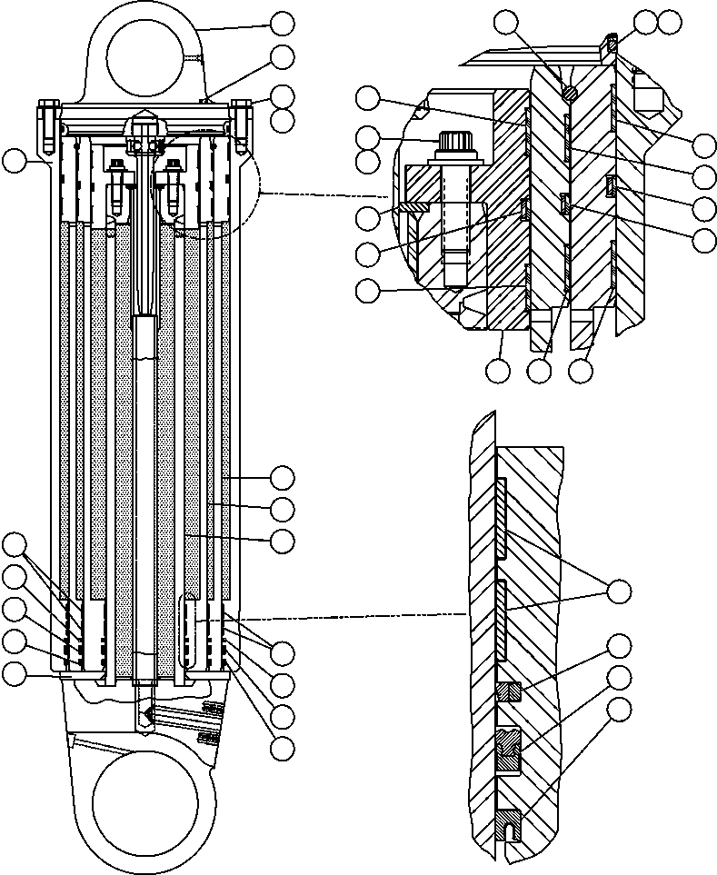 Komatsu parts book diagram for AFE47-CA 730E S/N A30257 & A30260  FOSCOR: HOIST CYLINDER ASSEMBLY (EK7086)