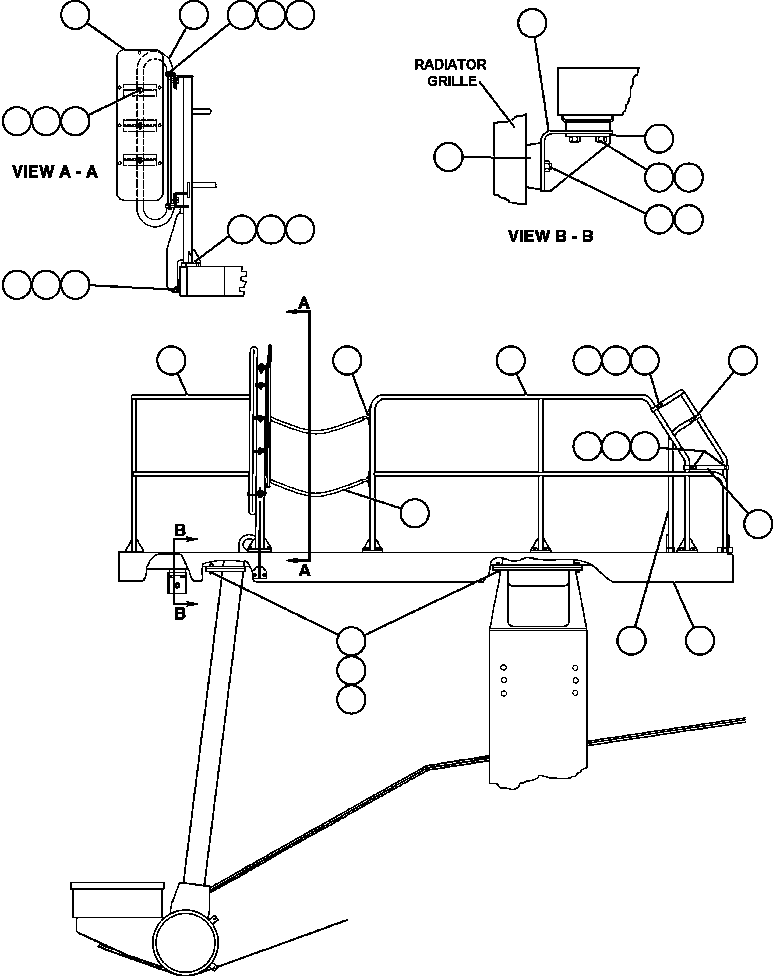 Komatsu parts book diagram for AFE47-CM 730E S/N A30310 & A30312-A30317  A.T. MASSEY: LEFT DECK, HANDRAILS & MIRROR