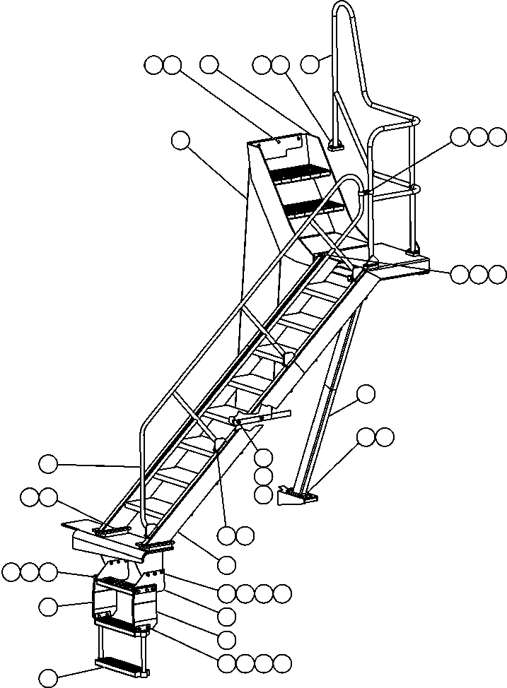 Komatsu parts book diagram for AFE47-CM 730E S/N A30310 & A30312-A30317  A.T. MASSEY: DIAGONAL & LEFT DECK LADDERS