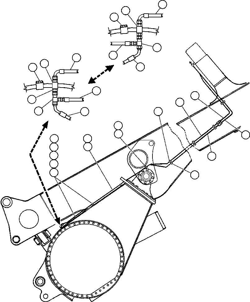 Komatsu parts book diagram for AFE47-CM 730E S/N A30310 & A30312-A30317  A.T. MASSEY: REAR BRAKE PIPING