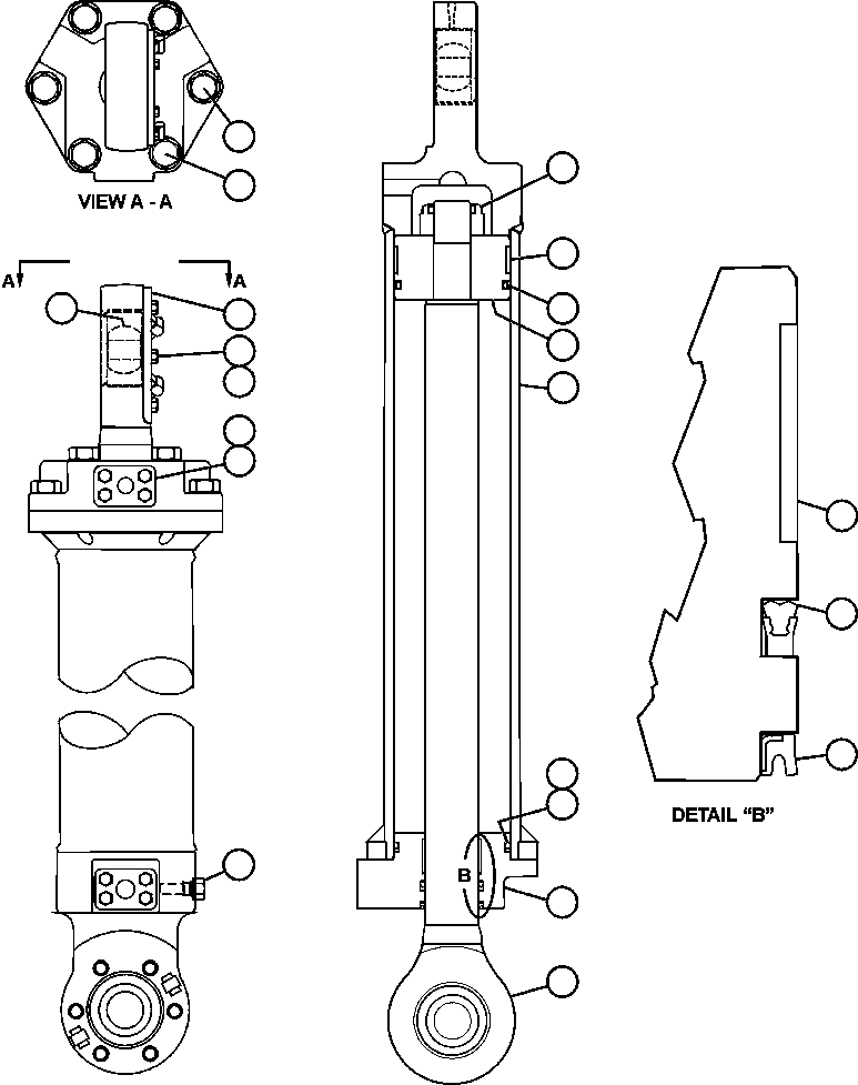 Komatsu parts book diagram for AFE47-DH 730E S/N A30375             ALCOA: STEERING CYLINDER AND BEARINGS