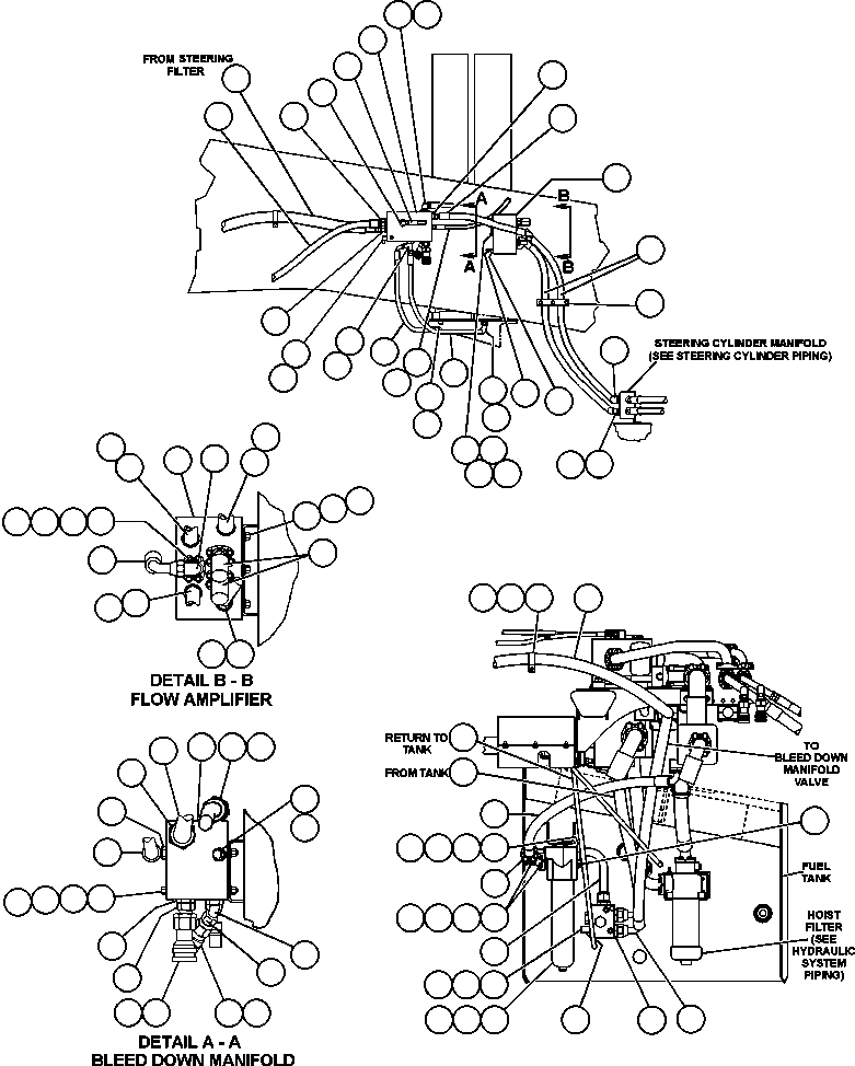 Komatsu parts book diagram for AFE47-DH 730E S/N A30375             ALCOA: STEERING SYSTEM PIPING