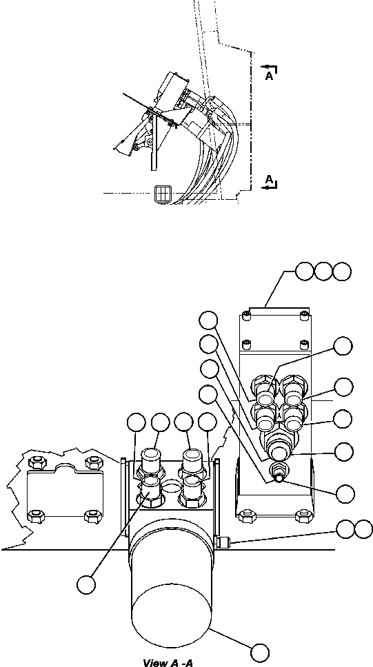 Komatsu parts book diagram for AFE47-DH 730E S/N A30375             ALCOA: BRAKE/STEERING VALVE PIPING