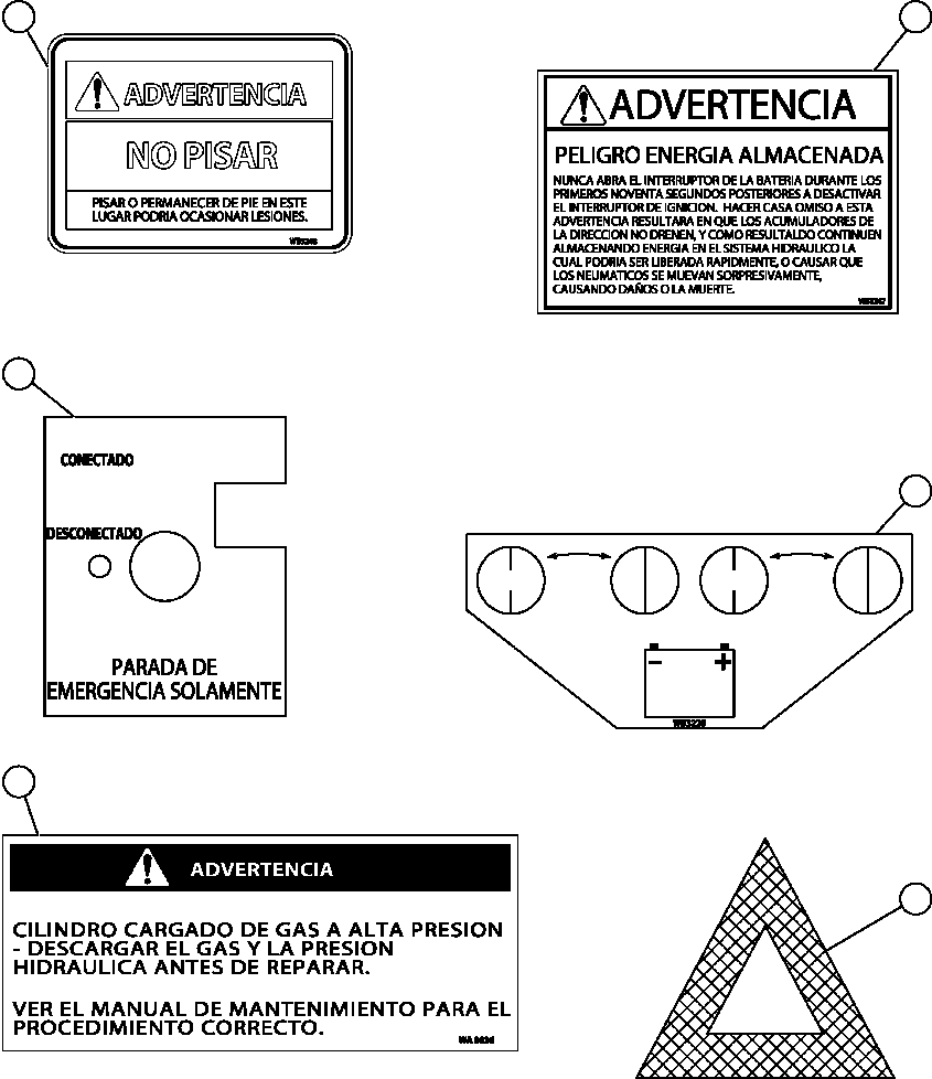 Komatsu parts book diagram for AFE47-DW 730E S/N A30410-A30411 & A30417               LOMAS BAYAS: DECALS & WARNINGS (SPANISH) - 2