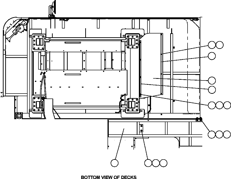 Komatsu parts book diagram for AFE47-DW 730E S/N A30410-A30411 & A30417               LOMAS BAYAS: L.H. REAR CENTER DECK INSTL. & MISC.