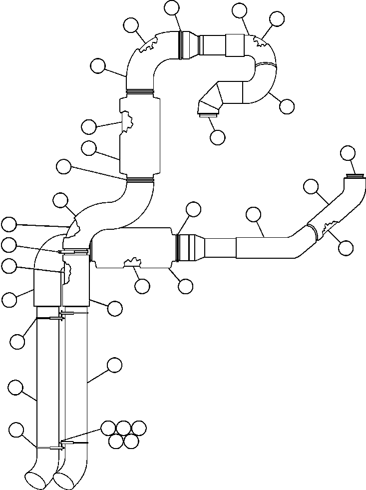 Komatsu parts book diagram for AFE47-DW 730E S/N A30410-A30411 & A30417               LOMAS BAYAS: EXHAUST PIPING