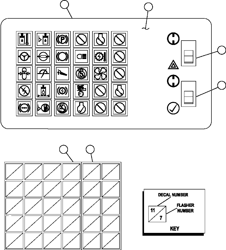 Komatsu parts book diagram for AFE47-DW 730E S/N A30410-A30411 & A30417               LOMAS BAYAS: WARNING LIGHTS MODULE (EJ5735)