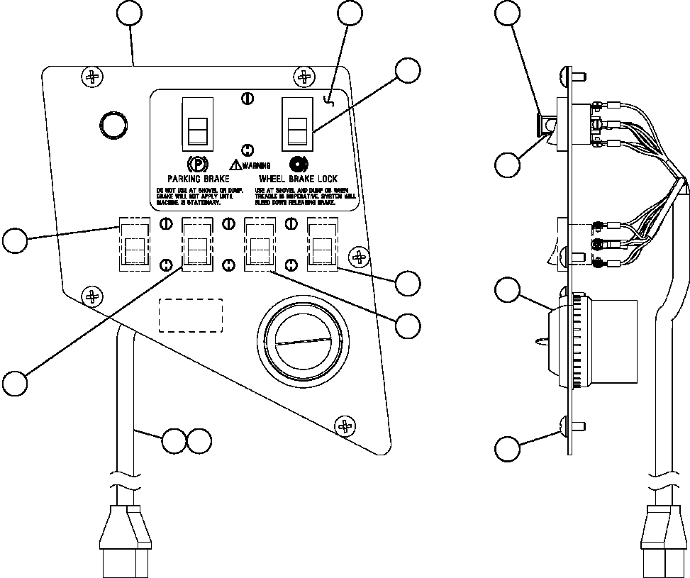 Komatsu parts book diagram for AFE47-DW 730E S/N A30410-A30411 & A30417               LOMAS BAYAS: UPPER R.H. DASH MODULE (SM5458)