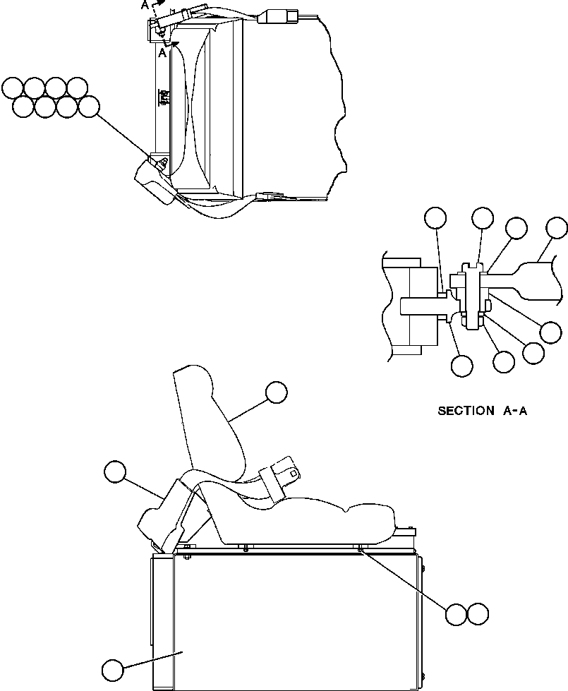 Komatsu parts book diagram for AFE47-DW 730E S/N A30410-A30411 & A30417               LOMAS BAYAS: PASSENGER SEAT INSTALLATION