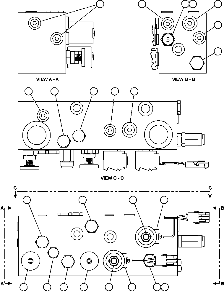 Komatsu parts book diagram for AFE47-DW 730E S/N A30410-A30411 & A30417               LOMAS BAYAS: BRAKE MANIFOLD - TWO CIRCUIT (PB9654)