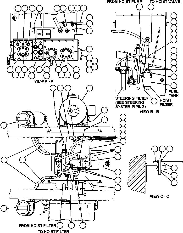 Komatsu parts book diagram for AFE47-DW 730E S/N A30410-A30411 & A30417               LOMAS BAYAS: HYDRAULIC SYSTEM PIPING
