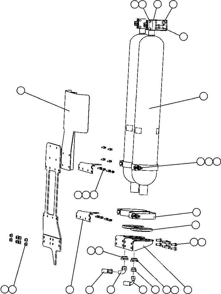 Komatsu parts book diagram for AFE47-EC 730E S/N A30434-A30436, A30438-A30439       KAL: STEERING ACCUMULATORS INSTALLATION
