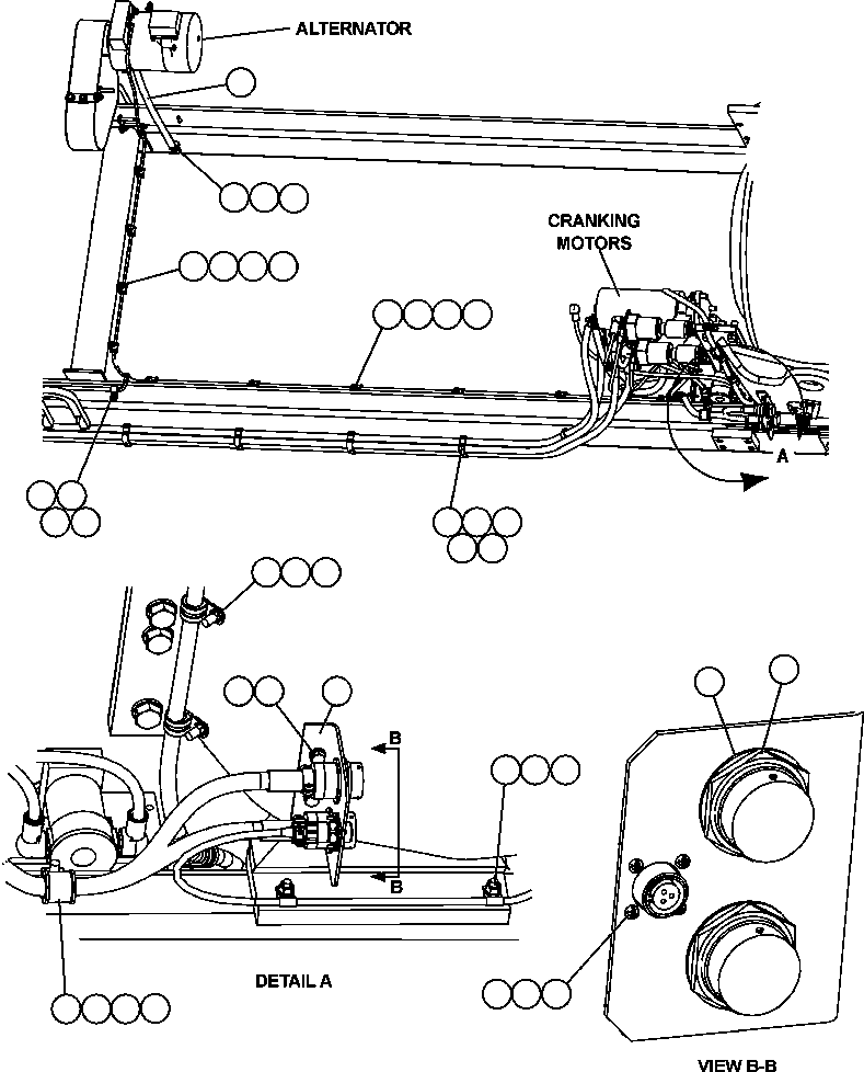 Komatsu parts book diagram for AFE47-EC 730E S/N A30434-A30436, A30438-A30439       KAL: ENGINE WIRING - 1