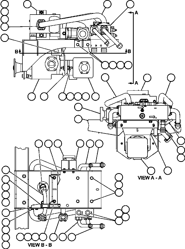 Komatsu parts book diagram for AFE47-EC 730E S/N A30434-A30436, A30438-A30439       KAL: PUMP MODULE - 1