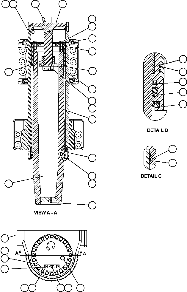 Komatsu parts book diagram for AFE47-EF 730E S/N A30445 & A30446   ORAPA MINE: FRONT SUSPENSION ASSEMBLY