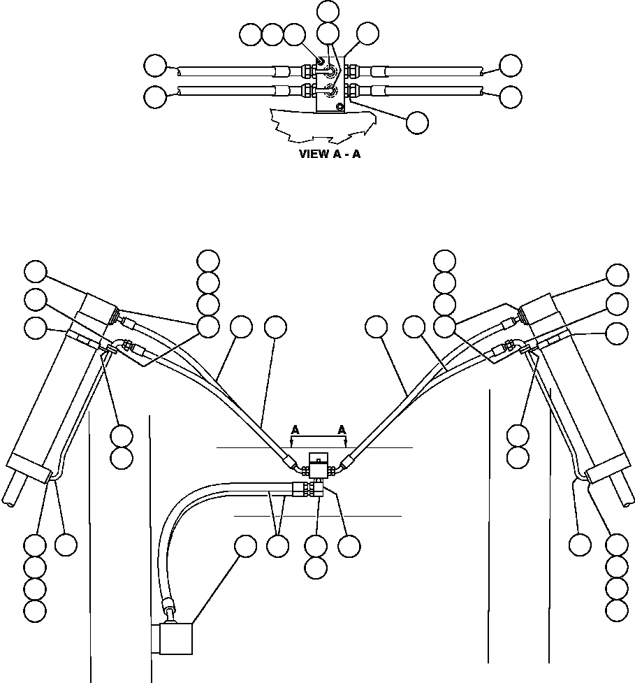 Komatsu parts book diagram for AFE47-EF 730E S/N A30445 & A30446   ORAPA MINE: STEERING CYLINDER PIPING
