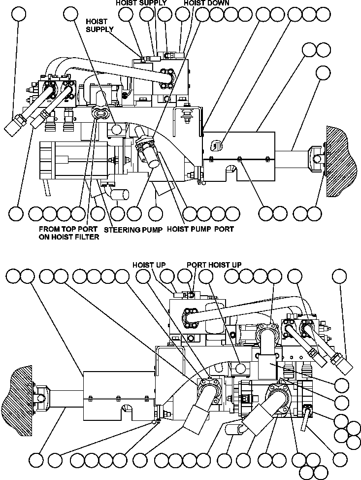 Komatsu parts book diagram for AFE47-EF 730E S/N A30445 & A30446   ORAPA MINE: HYDRAULIC SYSTEM PIPING