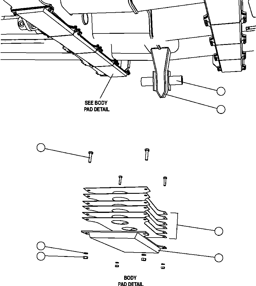 Komatsu parts book diagram for AFE47-FE 730E S/N A30512 - A30517    ROSSING URANIUM: BODY GUIDE & PADS