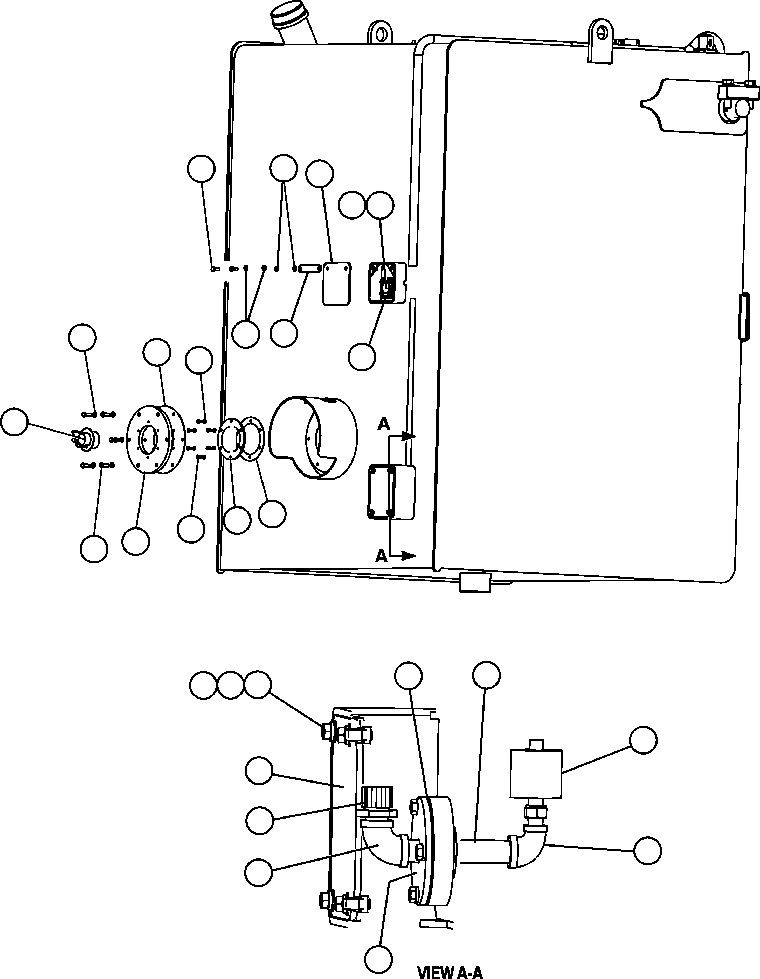 Komatsu parts book diagram for AFE47-FE 730E S/N A30512 - A30517    ROSSING URANIUM: FUEL TANK INSTALLATION