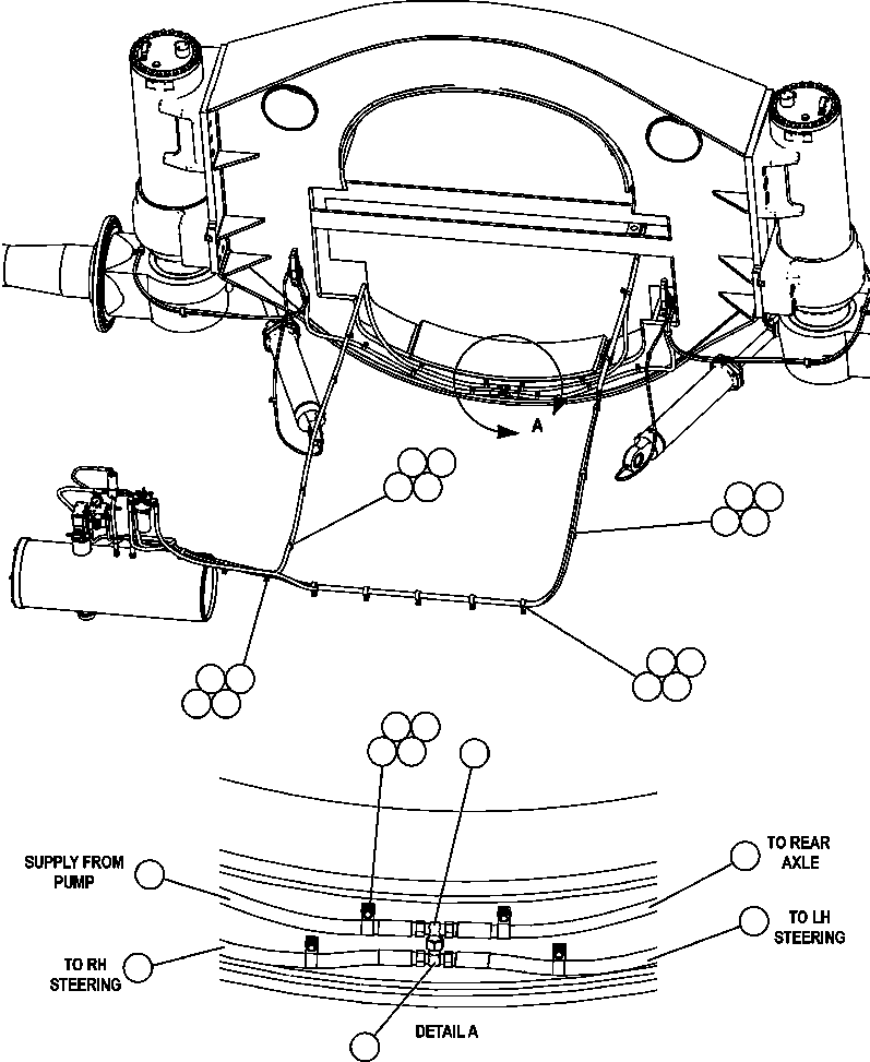 Komatsu parts book diagram for AFE47-FE 730E S/N A30512 - A30517    ROSSING URANIUM: AUTOMATIC LUBRICATION - FRAME PIPING