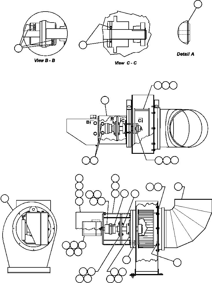 Komatsu parts book diagram for AFE47-FE 730E S/N A30512 - A30517    ROSSING URANIUM: REAR AXLE BLOWER ASSEMBLY (EG0843)