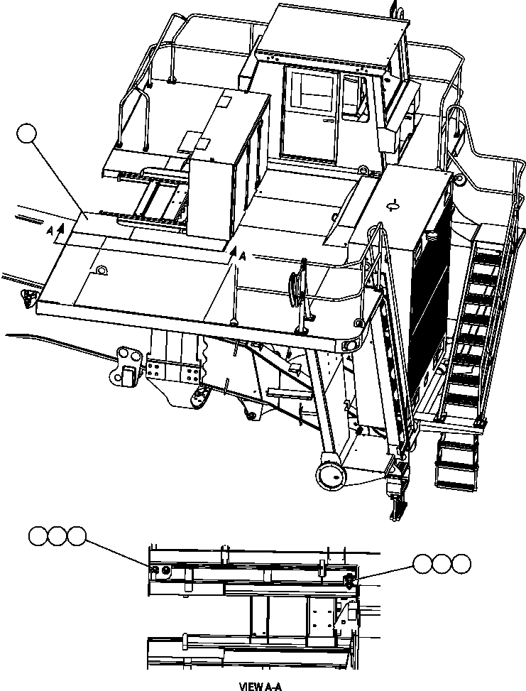 Komatsu parts book diagram for AFE47-FF 730E S/N A30518 - A30520 & A30523     DARMA HENWA: R.H. REAR CENTER DECK INSTALLATION