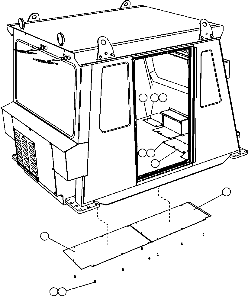 Komatsu parts book diagram for AFE47-FF 730E S/N A30518 - A30520 & A30523     DARMA HENWA: CAB ACCESS COVERS