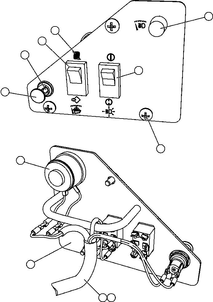 Komatsu parts book diagram for AFE47-FF 730E S/N A30518 - A30520 & A30523     DARMA HENWA: LOWER L.H. DASH MODULE (EL2677)